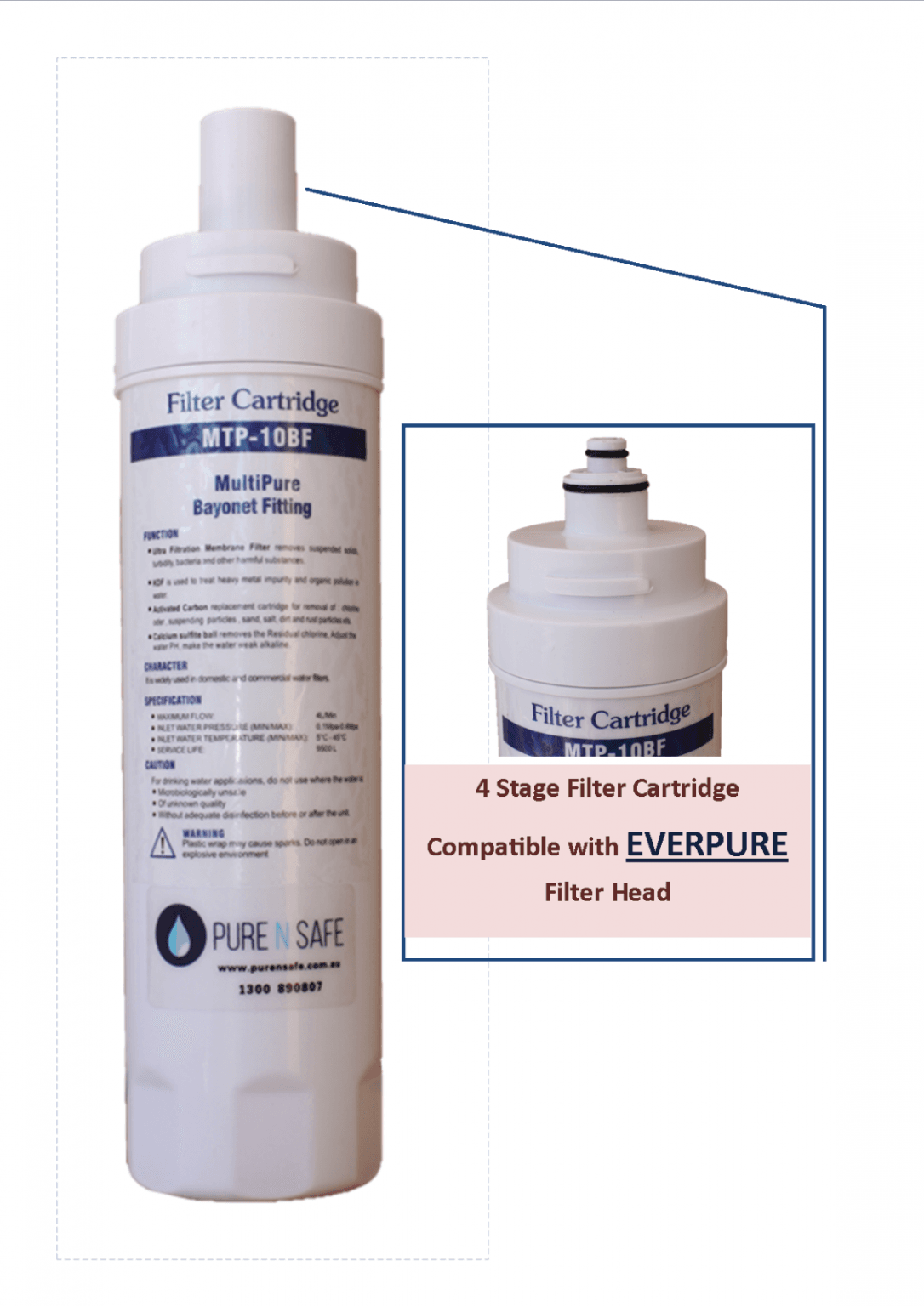 OMNIPURE & EVERPURE COMPATIBLE WATER FILTER CARTRIDGE 0.01 MICRON ALKALINE & KDF Pure N Safe